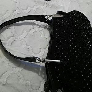 New Latique Womens Handbag black shiny decor